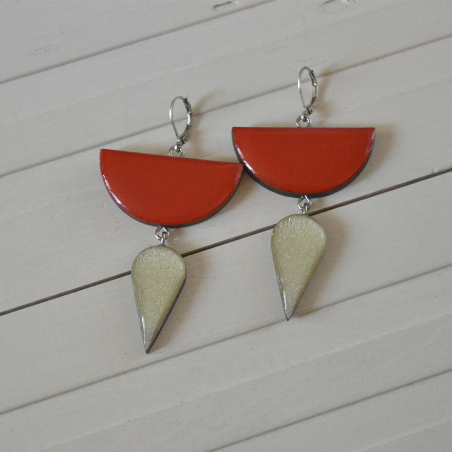 Geometric Wooden Earrings