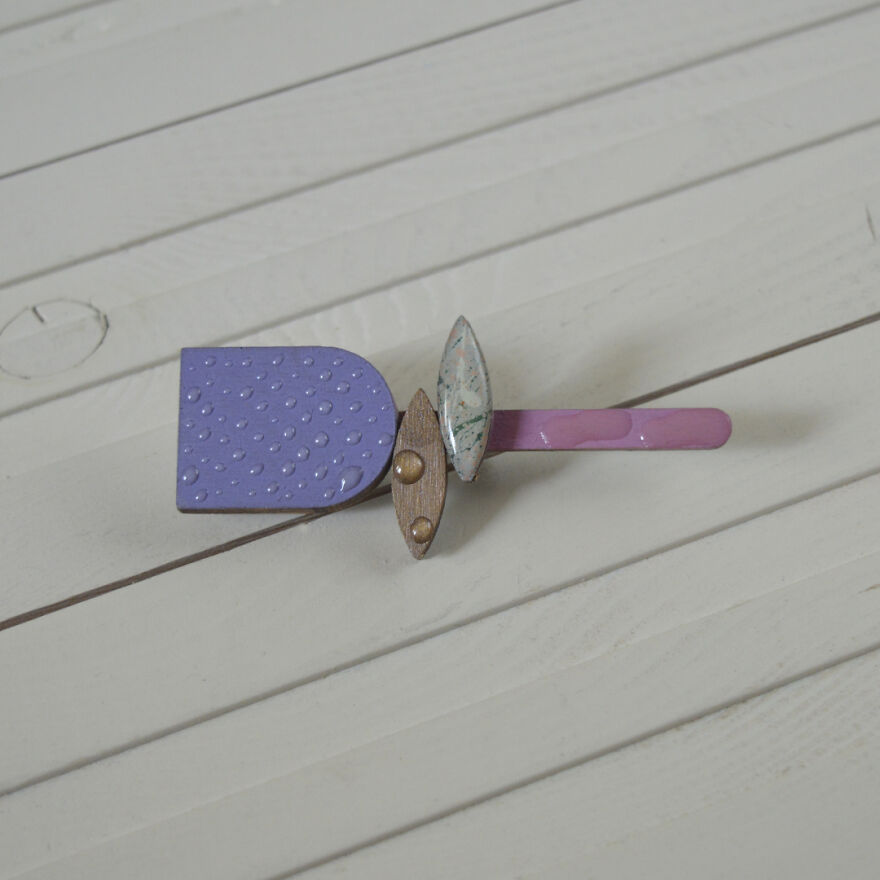 Geometric Flower - Wooden Brooch