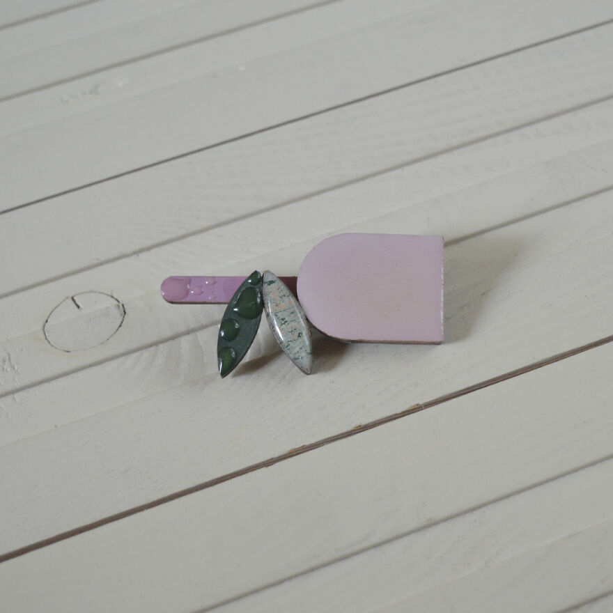 Geometric Flower - Wooden Brooch