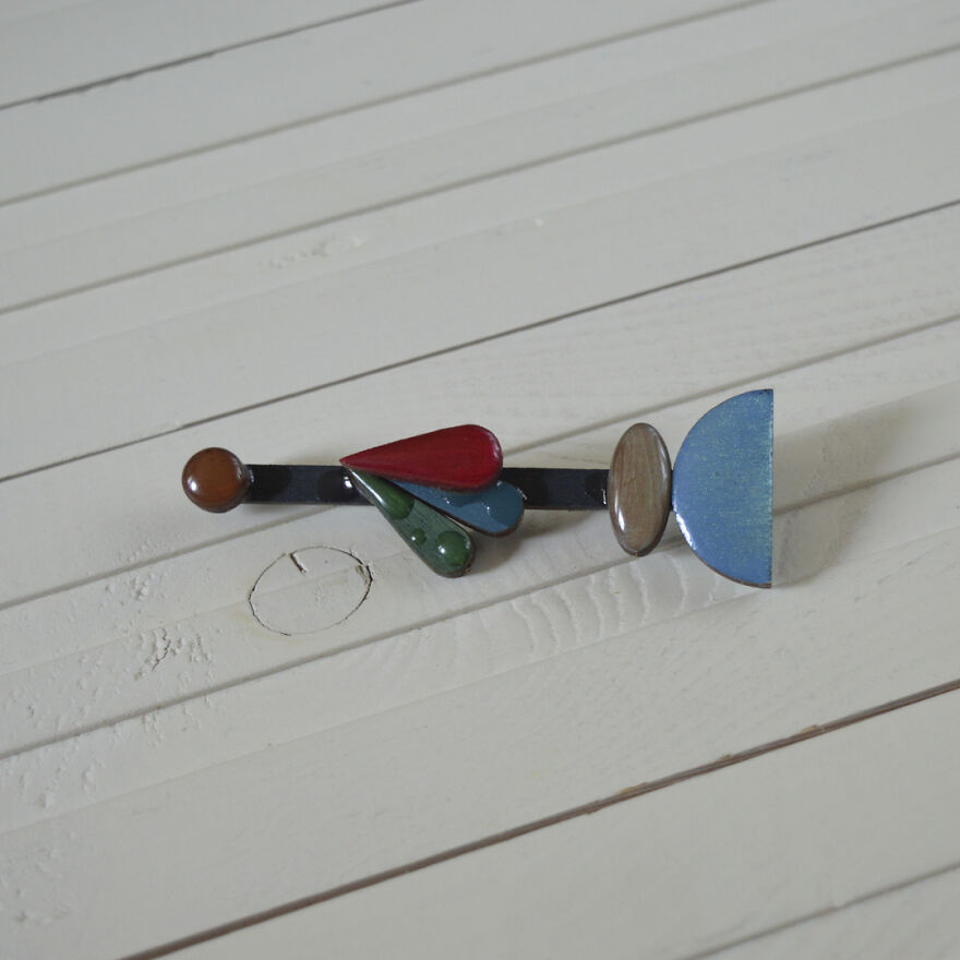 Geometric Flower - Wooden Brooch