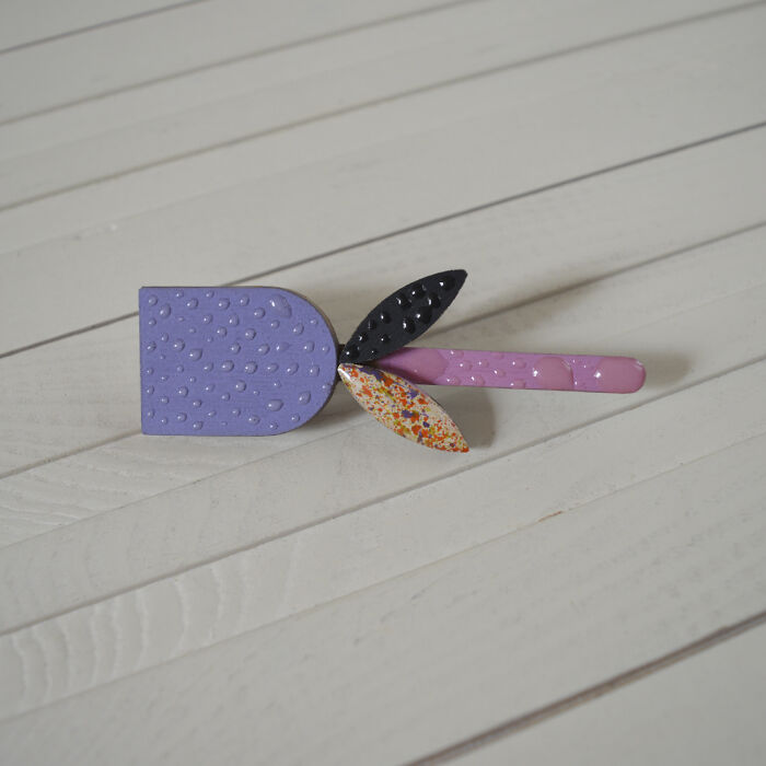 Handmade Wooden " Geometric Flower " Brooch