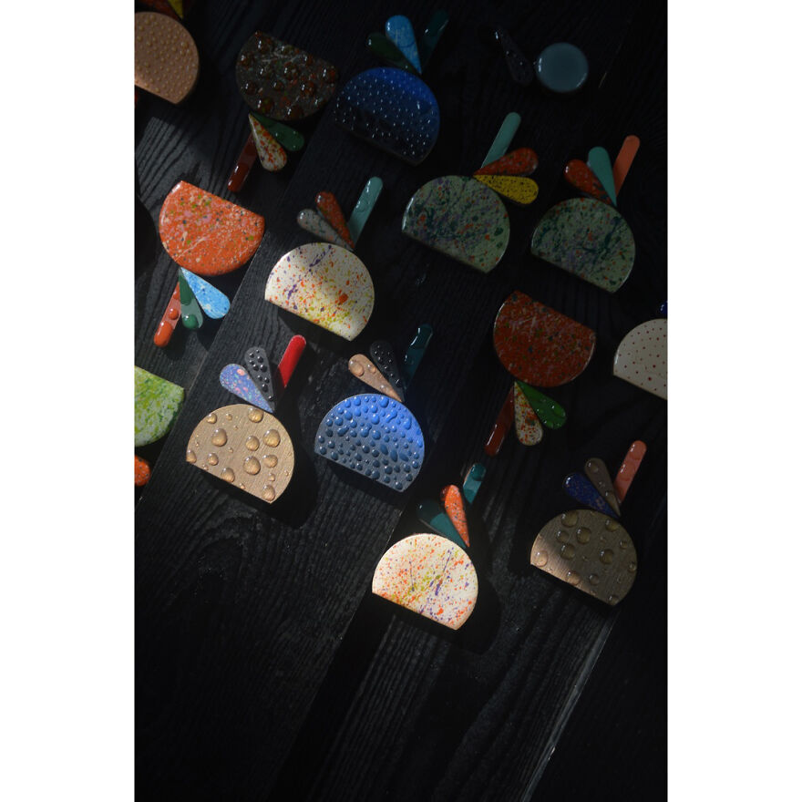 Geometric Flowers - Wooden Brooches