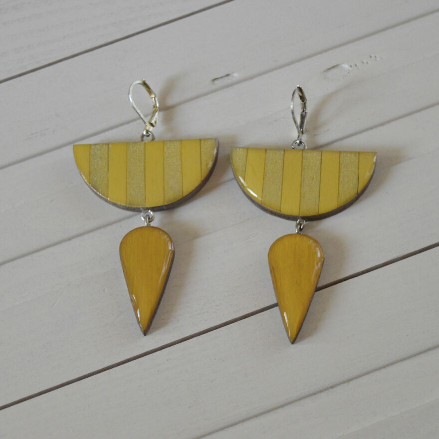 Geometric Wooden Earrings
