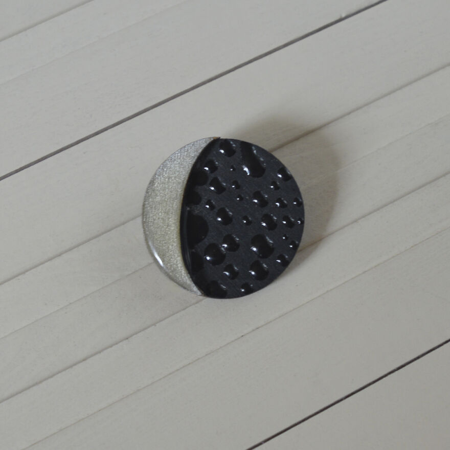 Moon - Wooden Brooch