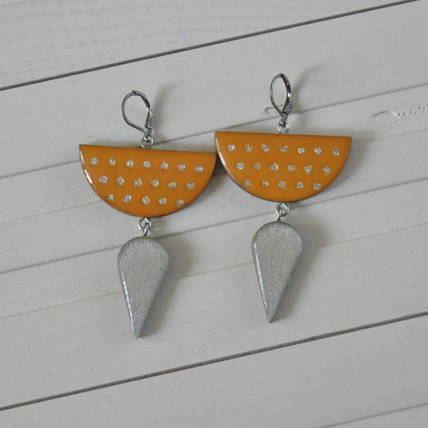 Geometric Wooden Earrings