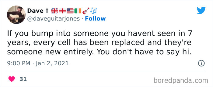 Tweet about cellular regeneration humor, related to educational memes.