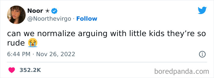 Screenshot of a tweet humorously suggesting arguing with rude kids.