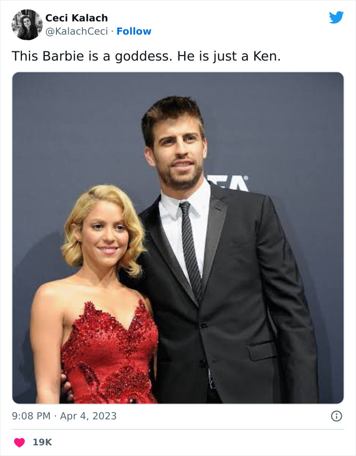 Couple posing at event; Barbie movie meme comparison with text overlay.