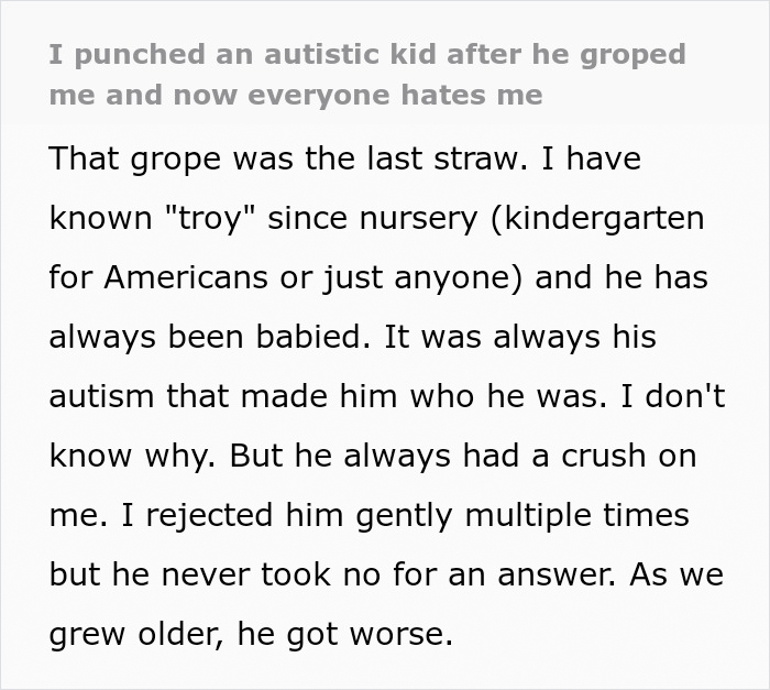 Girl Faces Backlash After Punching An Autistic Kid In The Face After He Groped Her, Asks For Advice Online
