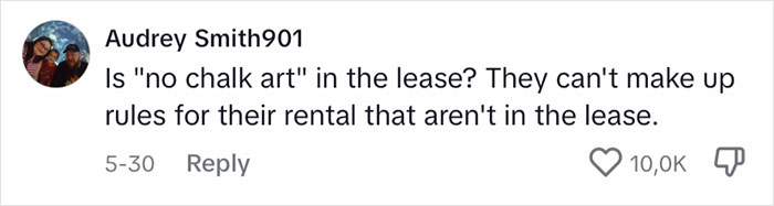 Landlord's Wife Enraged By Tenant's Chalk Artistry Asks Her To Wash It Off, Tenant Stands Her Ground