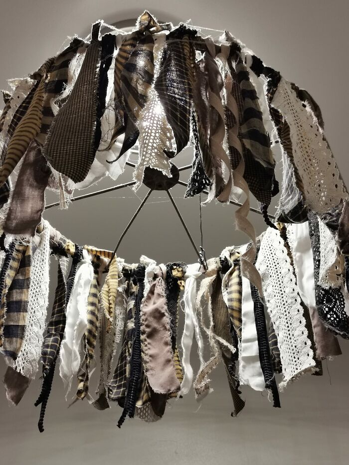 This Fabric Chandelier/Lightshade Is Hanging In A F*cking Toilet. Can See The Spiderwebs & Dust From My Seat