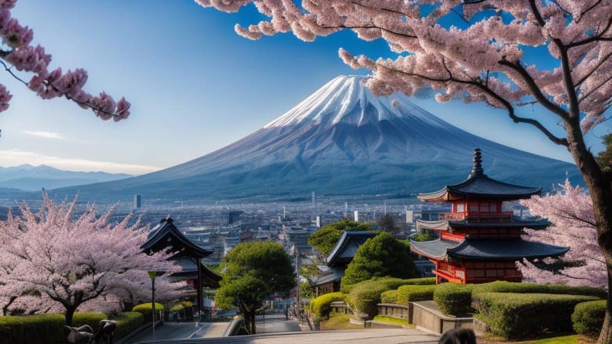 Mountain Fuji With Sakura Flower In The Background No.2