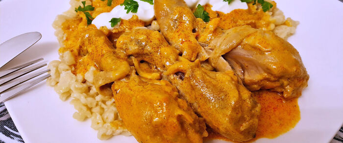 Hungarian Chicken Parikash With Homemade Dumplings