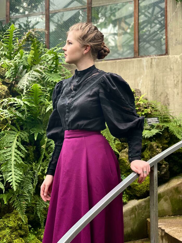 I Made This Blouse In White A While Ago But Decided To Remake It In Black (Both Skirt And Blouse Made And Patterned By Me)