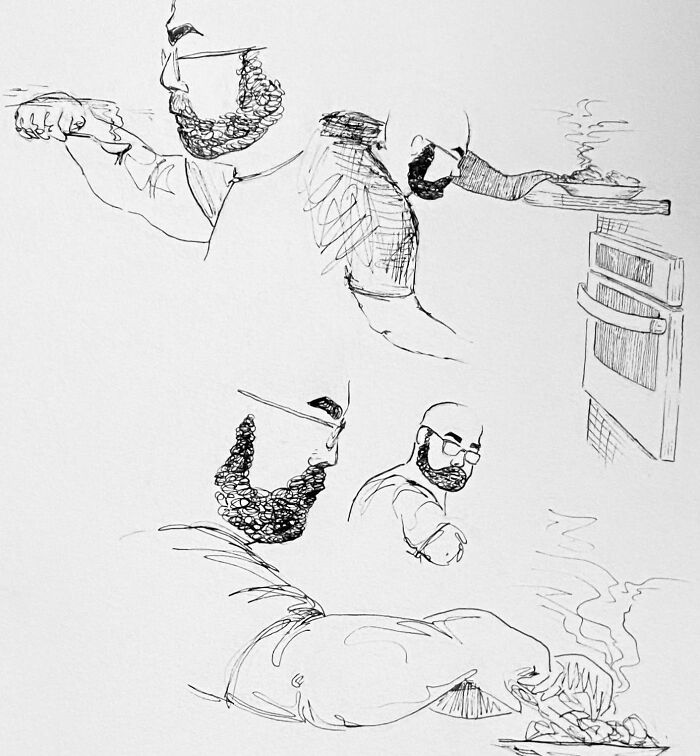 I Sketched My Fiancé Cooking