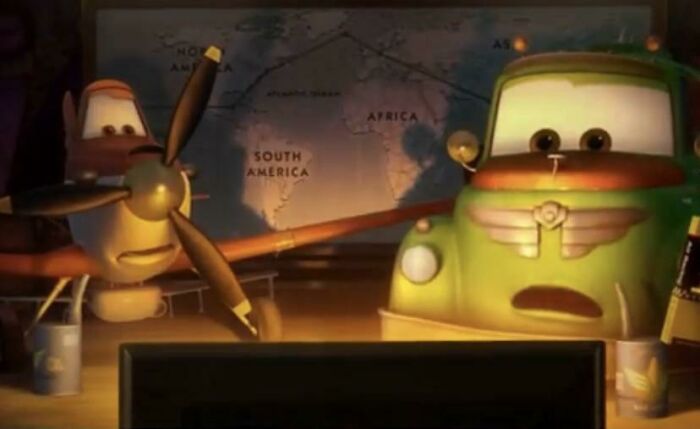 In Planes (2013), Theres A Scene Where They’re Watching The "Top 10 Plane Crashes Of All Time" On TV, They’re Basically Watching Gore Videos If You Think About It, Meaning Not Only Are Gore Videos Canon In The Cars Universe, But They’re Also Normalized Enough To Be Casually Broadcast On Sports TV