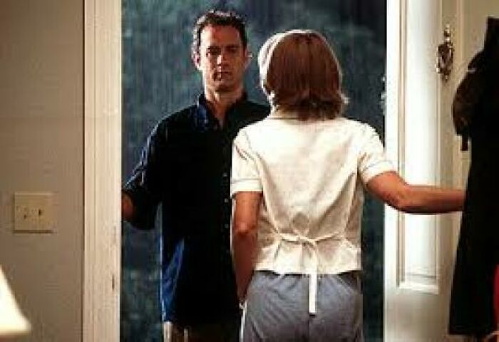 So Let's Do The Math. Chuck Gets Stuck On An Island For 4 Years. His Girlfriend, Kelly Moves On, Gets Married And Is Now Shown With A Daughter That Looks 2-Ish Years. Pregnancy Is Theoretically 9-Months. Jesus...kelly Didn't Waste Any Time. (Cast Away, 2000)