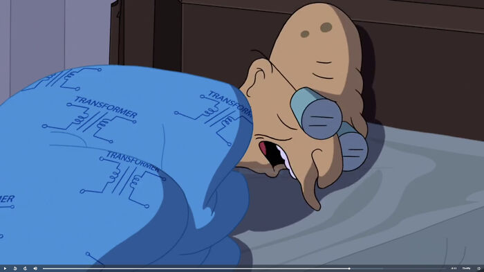 In S7e10 Of Futurama, The Professor Returns To His Childhood Home Where He Has "Transformers" Bedsheets
