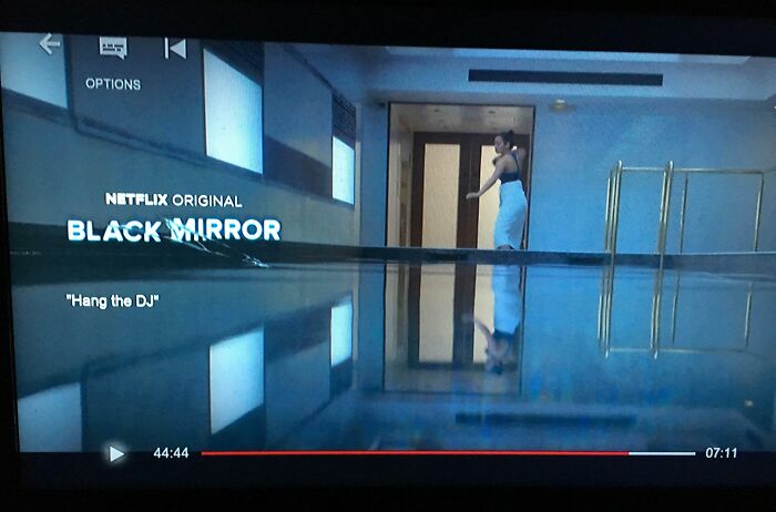 In Black Mirror’s “Hang The Dj”, Amy Realizes She’s In A Simulation When She Notices She Can Only Skip The Rock 4 Times. She Does This At The 44th Second Of The 44th Minute. It’s Also The 4th Episode Of The 4th Season