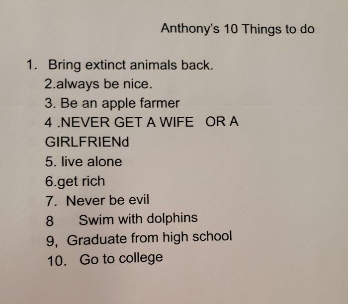 My 10 Yr Old Nephews Goals