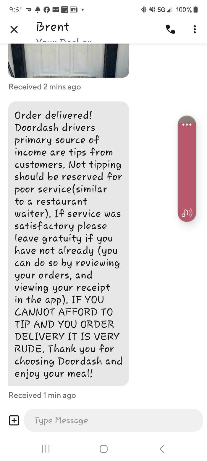 Send Me This Kind Of Message And I Sure As Hell Won't Tip You