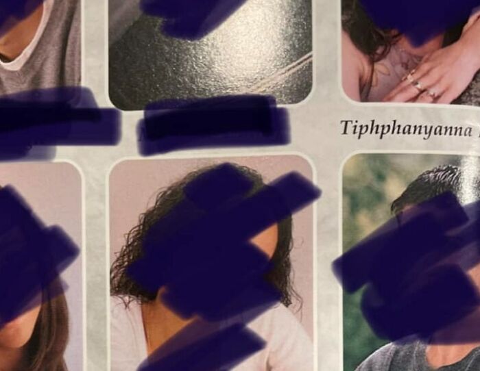  Tuve que buscar en el anuario de mi escuela secundaria para hallarlo… Pobre niña