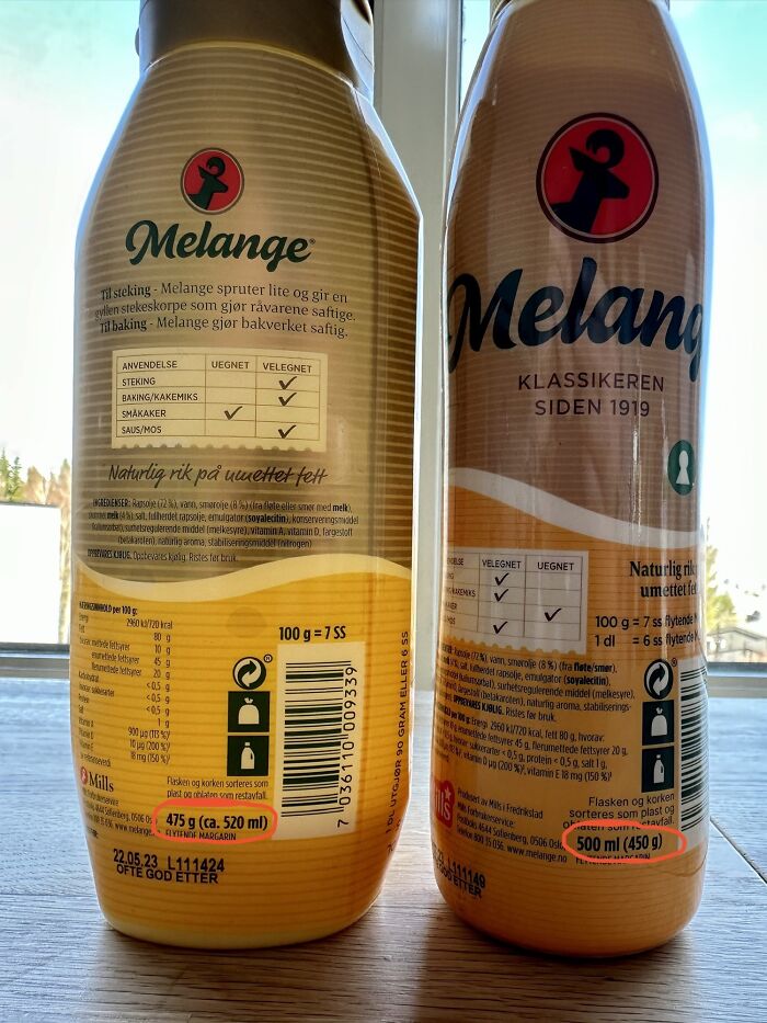 La forma en que cambiaron los mililitros y los gramos casi me engaña