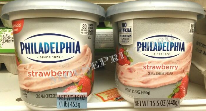 Shrinkflated Cream Cheese Spread