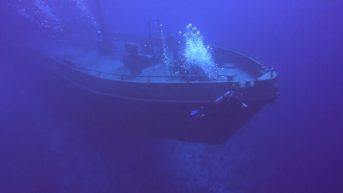 Sunken Ship Hanging Over 6000' Chasm