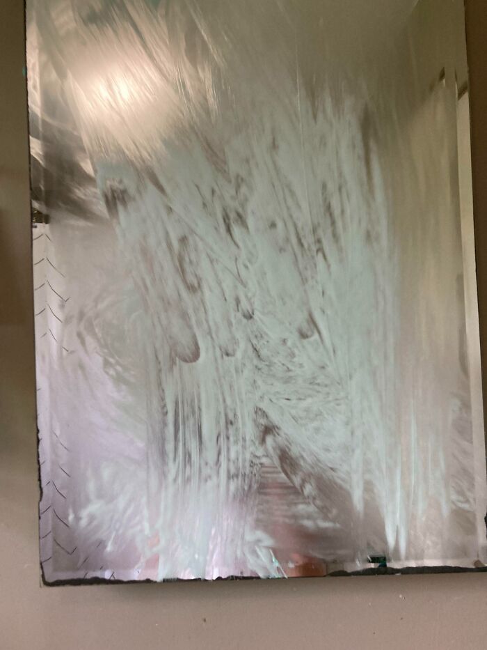 Younger Brother (8 Years Old) Smeared Toothpaste On The Mirror