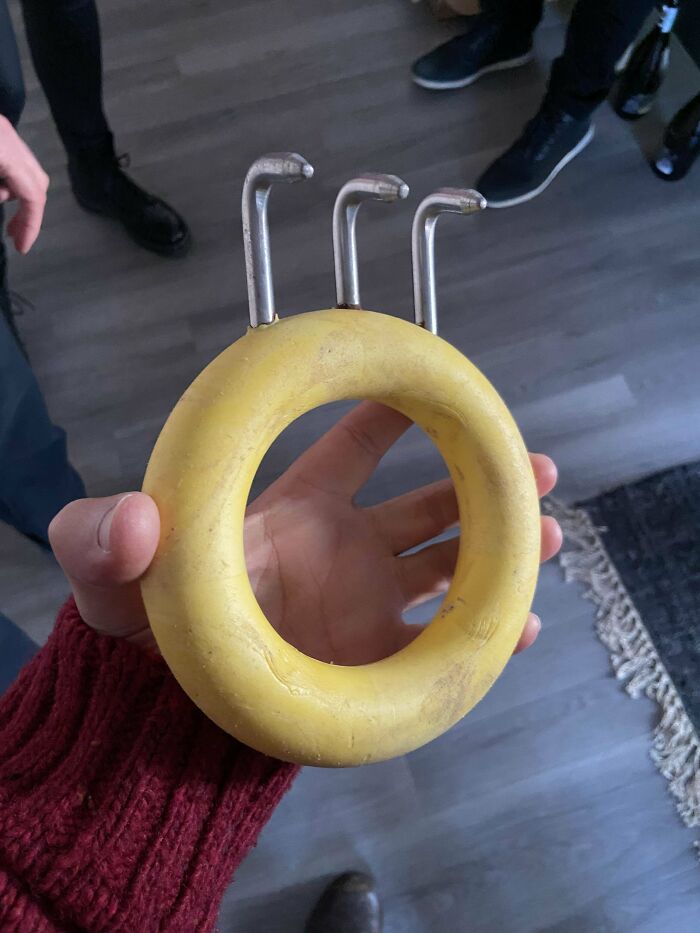 Plastic Ring With Three Relatively Sharp Metal Claws, Found On Beach In Scotland