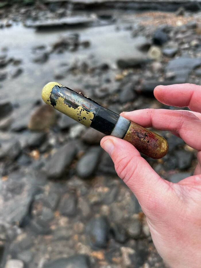 Found On Charmouth Beach, Dorset. Screw Cap And Has Bright Green Liquid Inside
