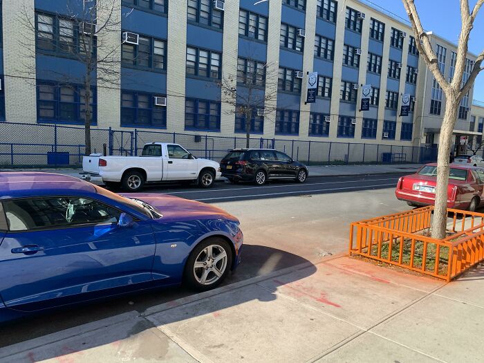 My Landlord Sprayed Painted This Tree Guard And The Wind Blew The Paint Onto This Person's Dodge