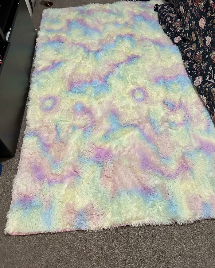 Colorful rug in the room