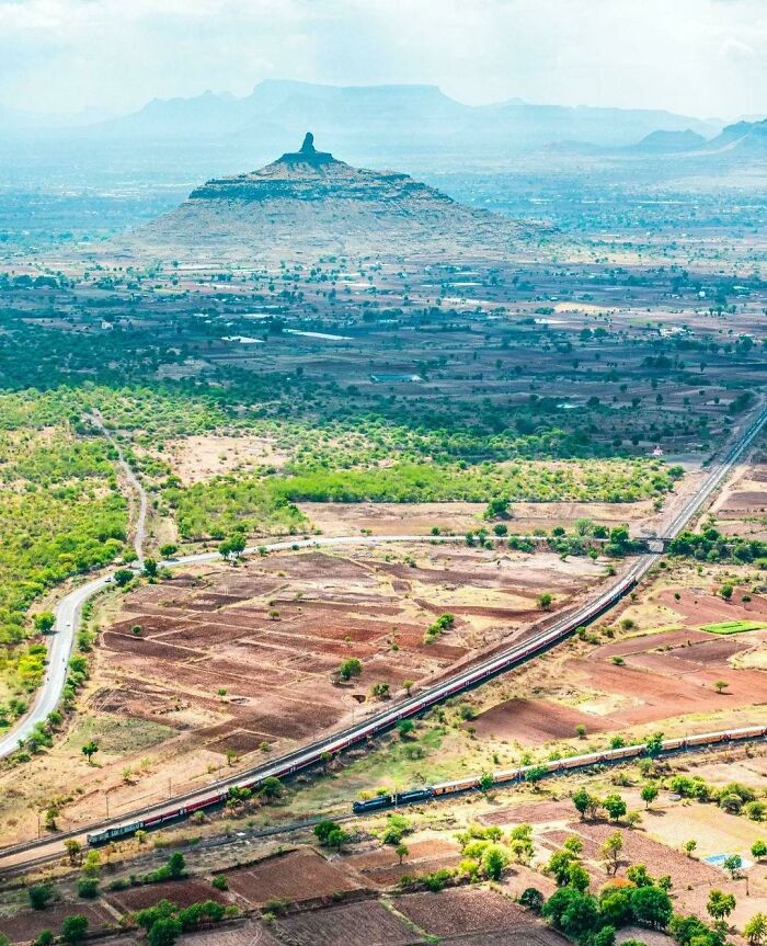 Two Indian Trains Cross Each Other Near Manmad Station In India