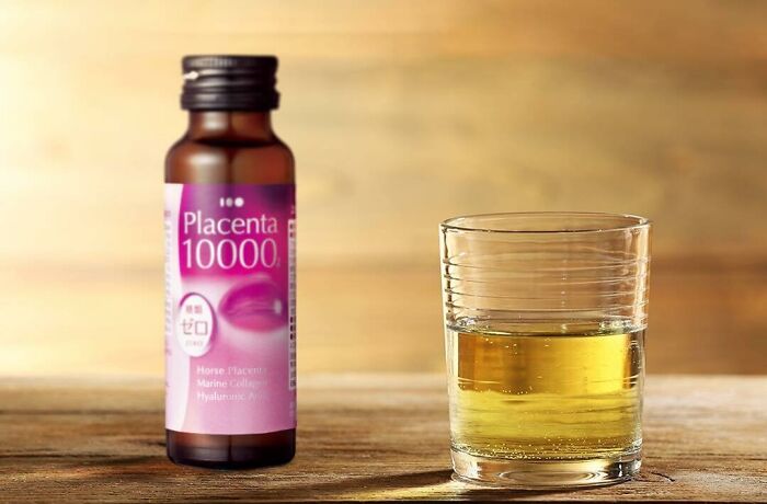 placenta in a little bottle near the glass