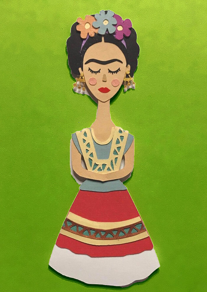 I've Been Making Frida Kahlo Out Of Paper Since 2015, And Here Is My Artistic Progression