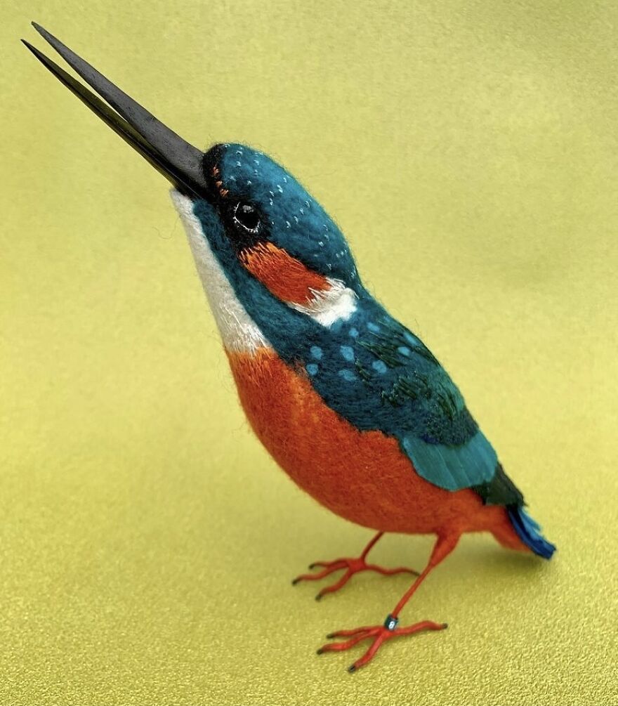 Handmade Textile Kingfisher Bird Sculpture Handmade Textile Kingfisher Bird Sculpture