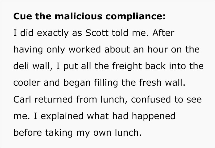 "Enjoy Staying Late To Do My Job&rdquo;: Deli Worker Maliciously Complies, Leaving Manager To Suffer The Consequences