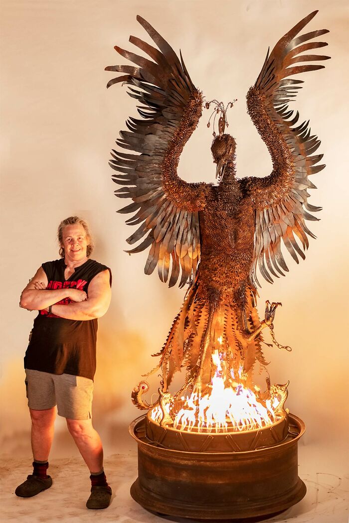 I Made A Scrap Metal Phoenix Fire Pit (11 Pics) I Made A Scrap Metal Phoenix Fire Pit (11 Pics)