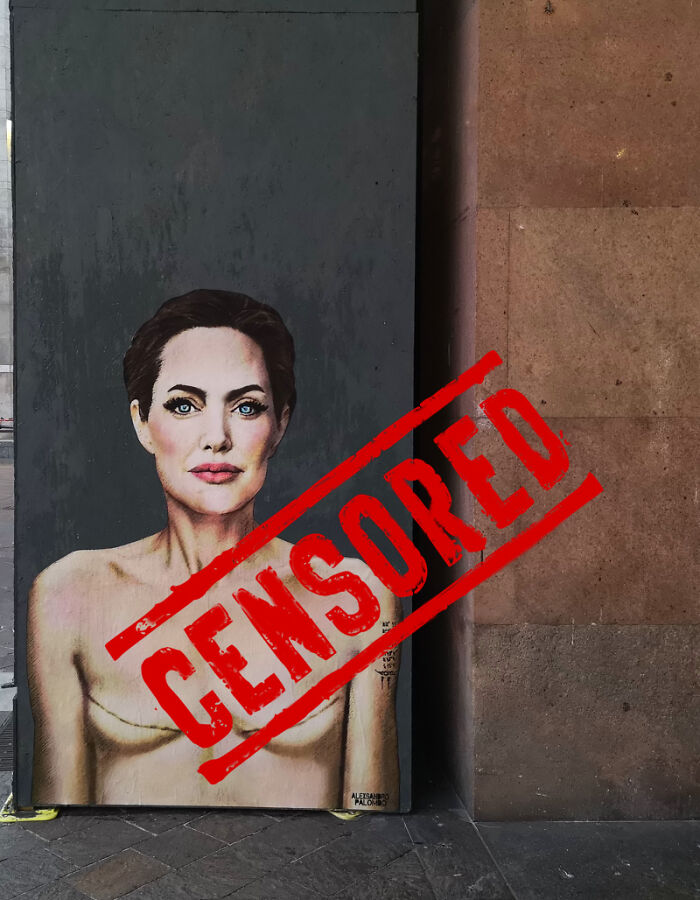 Milan Removed The Famous Mural With Angelina Jolie With Mastectomy Scars Painted By Alexsandro Polombo