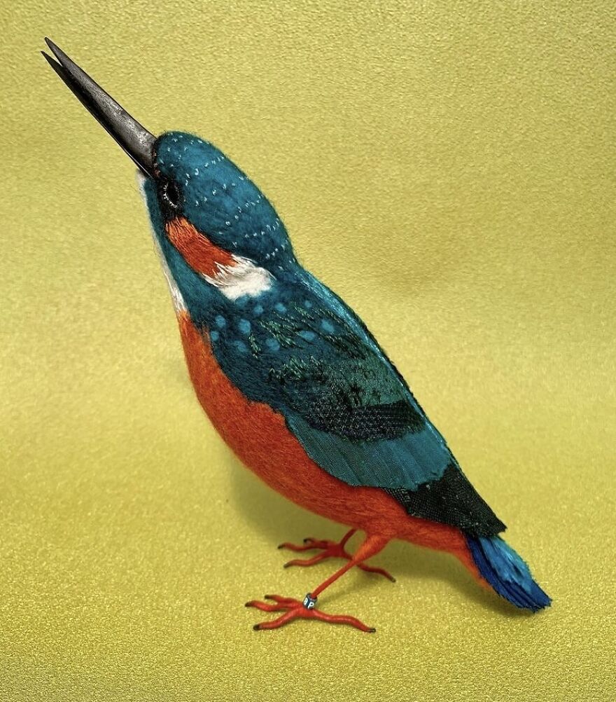 Handmade Textile Kingfisher Bird Sculpture Handmade Textile Kingfisher Bird Sculpture