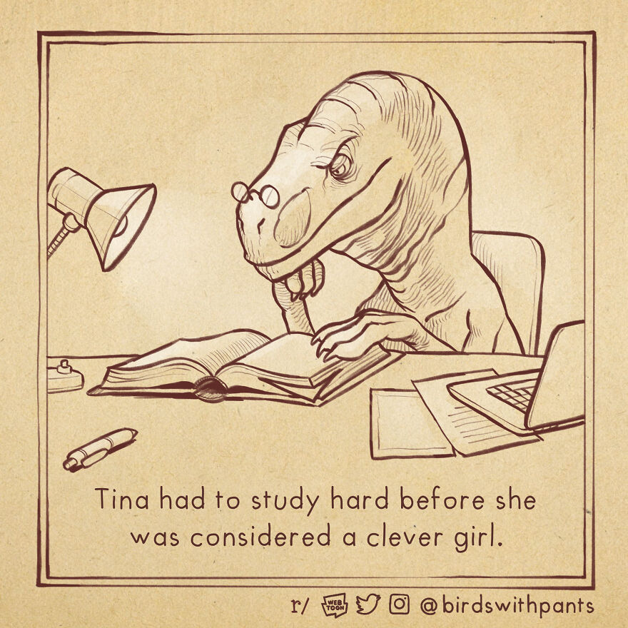 Birds With Pants, A Single Panel Comic About Animals Trying To Be Human