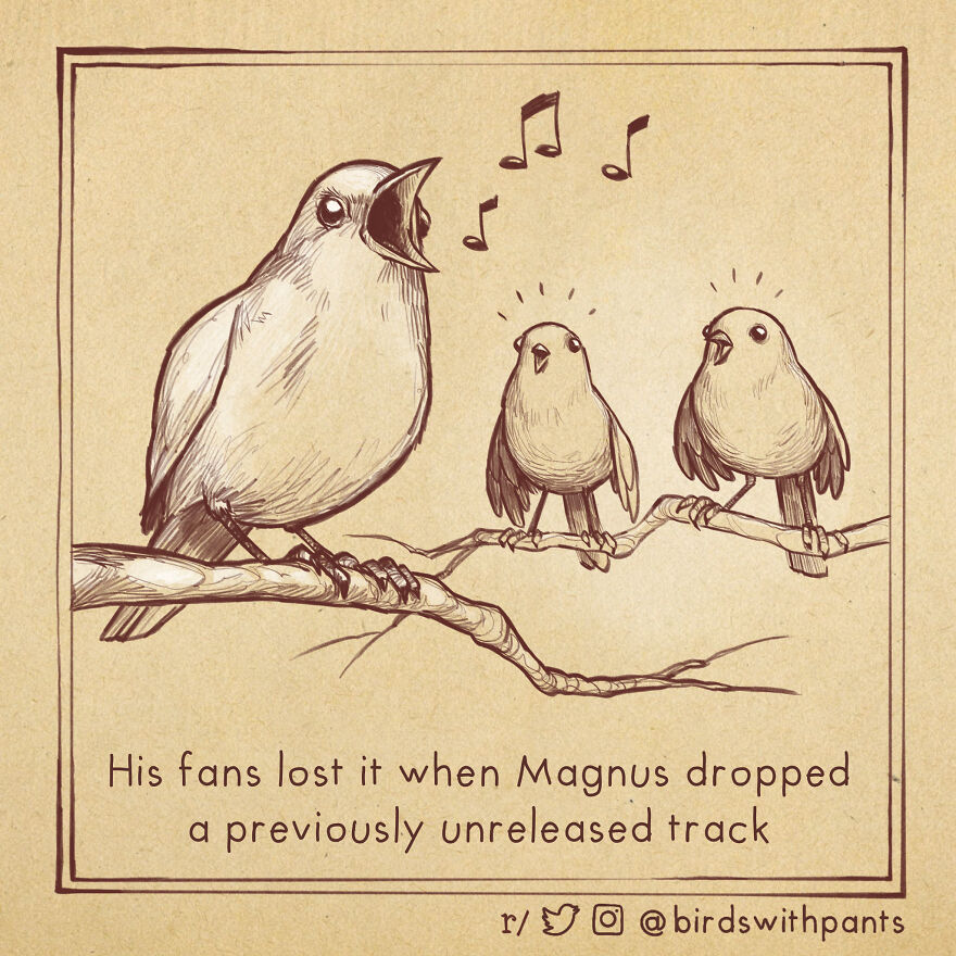 Birds With Pants, A Single Panel Comic About Animals Trying To Be Human