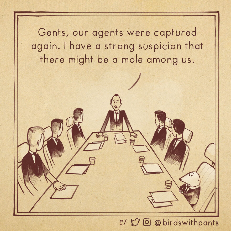 Birds With Pants, A Single Panel Comic About Animals Trying To Be Human