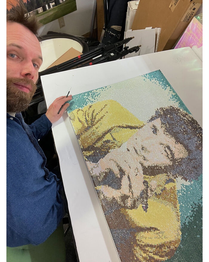 "Just One More Thing": Columbo Portrait Using 23,000 Sequins (9 Pics)