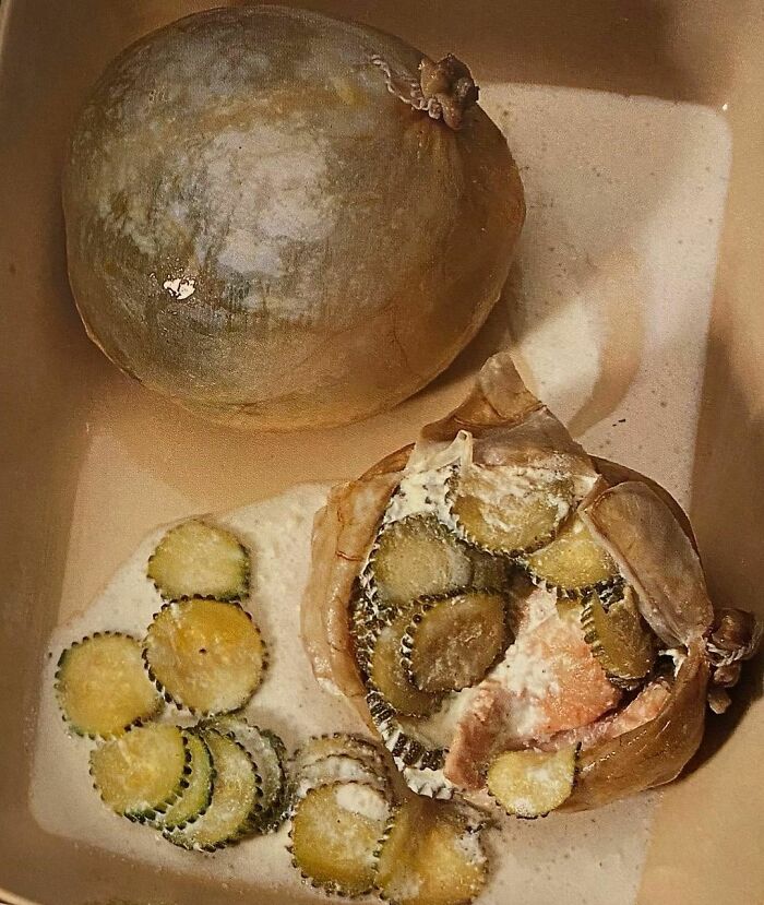 Salmon In Bladder Of Pork (Loving French Cuisine, 1995)