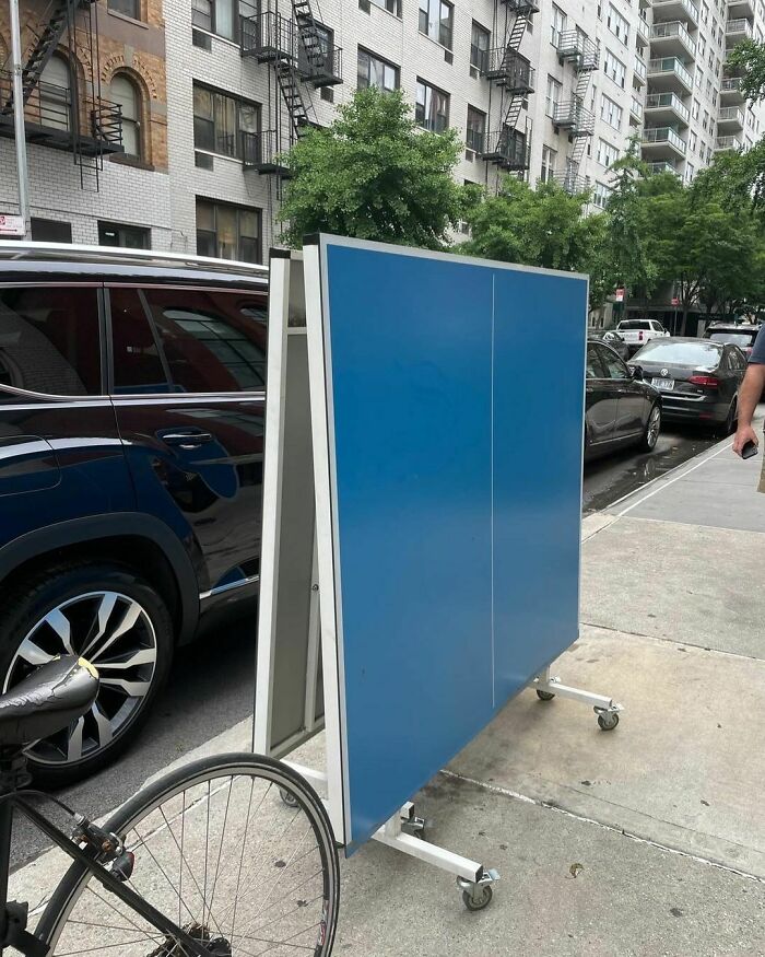 In Most Parts Of America This Is Simply A Ping Pong Table… In NYC, It’s A Ping Pong Table, A Dining Room Table And Your Home Office Desk All In One! 77th Between First And York