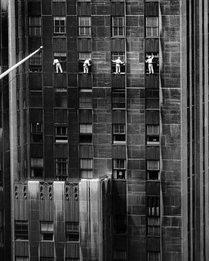 Window Cleaners In New York City, 1958