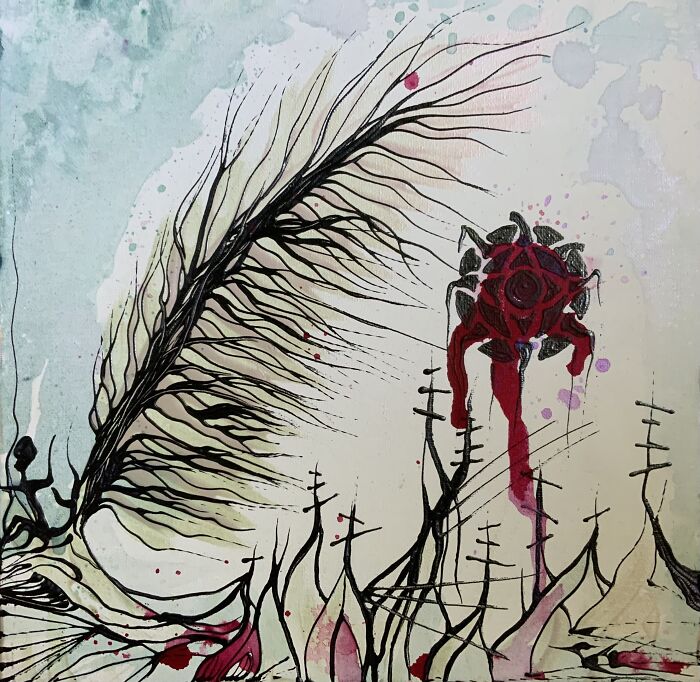 Stolen Dreams, Watercolor, Acrylic And Puff Paint On Canvas